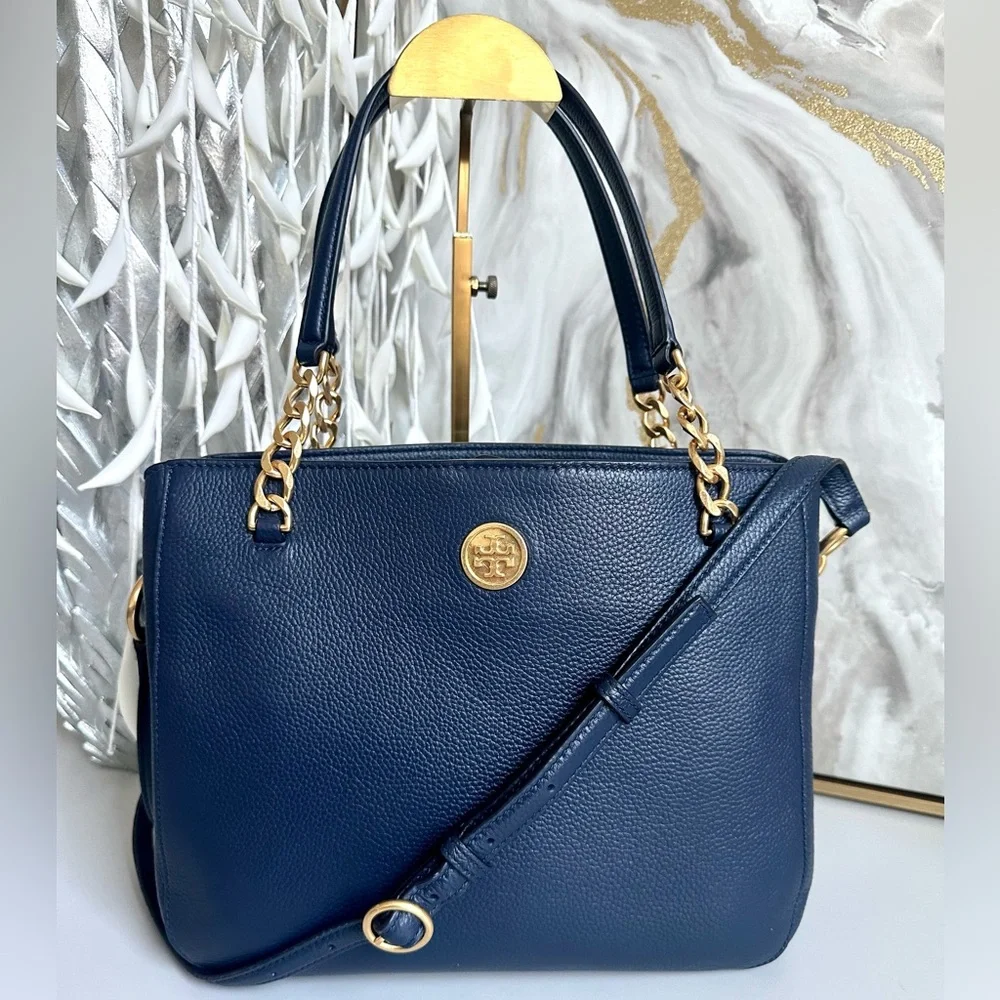 EUC TORY BURCH RARE MASON TRIPLE-COMPARTMENT SATCHEL with COA - Picture 1 of 15